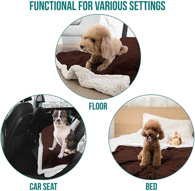 PetAmi Dog Blanket for Medium Large Dogs, Pet Bed Blanket Cat Puppy Kitten, Fleece Furniture Couch Cover Protector Sofa Car, Soft Sherpa Dog Throw Plush Reversible Washable, 40x60 Brown