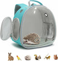 Small Animal Carrier Guinea Pig Backpack,Transparent, Breathable Backpack Carrier for Hedgehogs, Rabbits, Birds, Squirrels, Hamsters, Lizards Comfortable, Portable Travel Bag for Small Pets (Green)