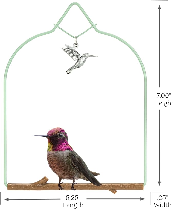 Pop's Birding Hummingbird Swing, USA Made Original Charm Humming Bird Swing for Outdoor, Vintage Copper, 1ct