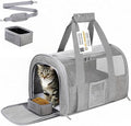 Airline Approved Cat Carrier, Soft-Sided Pet Travel Carrier for Cats and Small Dogs up to 15lbs, TSA Approved Under Seat Carrier with Collapsible Bowl, Grey