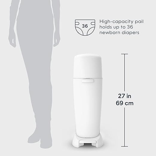 Playtex Diaper Genie Complete Pail with Built-In Odor Controlling Antimicrobial, Includes Pail & 1 Refill, White , 8.36 Pound