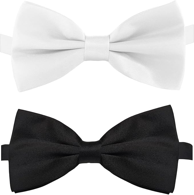 Dog Bow Tie for Large Dogs, KOOLMOX Adjustable Formal Dog Bowtie Collars for Medium Large Pet Cat Dog Christmas Wedding Birthday Graduation Holiday Homecoming Grooming Neck Bows, 2-Pack Black & White