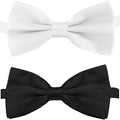 Dog Bow Tie for Large Dogs, KOOLMOX Adjustable Formal Dog Bowtie Collars for Medium Large Pet Cat Dog Christmas Wedding Birthday Graduation Holiday Homecoming Grooming Neck Bows, 2-Pack Black & White