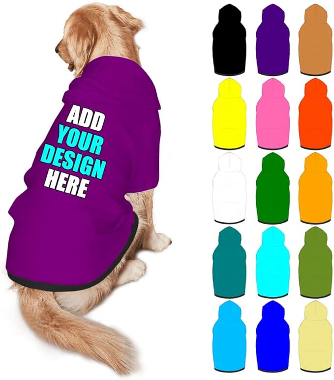 Custom Dog Hoodie Personalized Photo Text Logo Name Dog Clothes, Soft & Warm for Puppy Sweatshirt Hooded for Small Medium Large Dogs Girl/Boy Cats/Kitten, MediumPurple, L