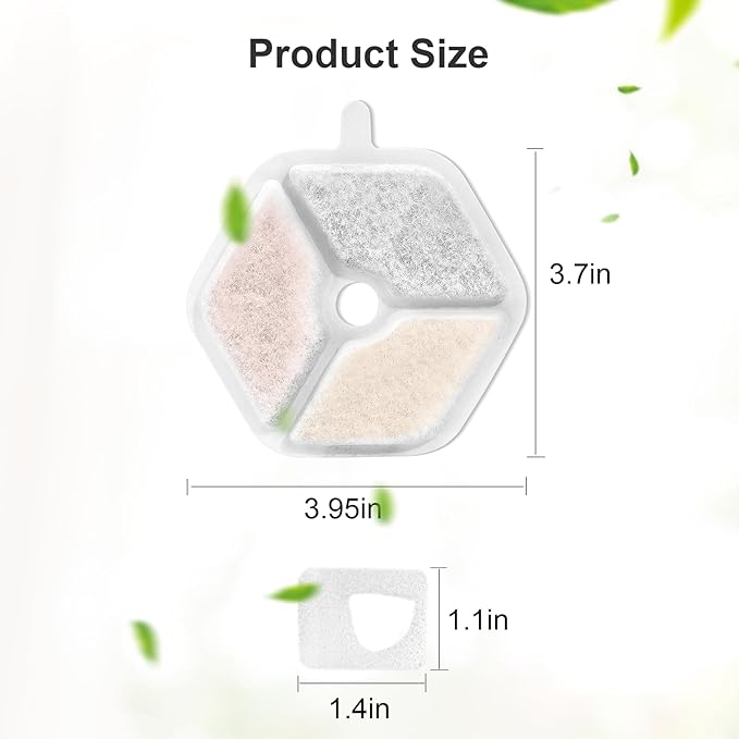 Pet Water Fountain Filters Replacement for 152oz/4.5L Wireless Cat Water Fountain PTM-643, 9+9 Packs Packs Replacement Filters Sponges Sets