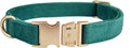 Soft Cotton Dog Collar with Metal Buckle Adjustable Heavy Duty Comfy Corduroy Collars for Small Medium Large Dogs,Dark Green,Small