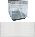 Adjustable Birdcage Seed Feather Catcher Bird Cage Net Cover Soft Skirt Guard Birdcage Nylon Mesh Netting for Parrot (118 x 39.4 Inch) (White)