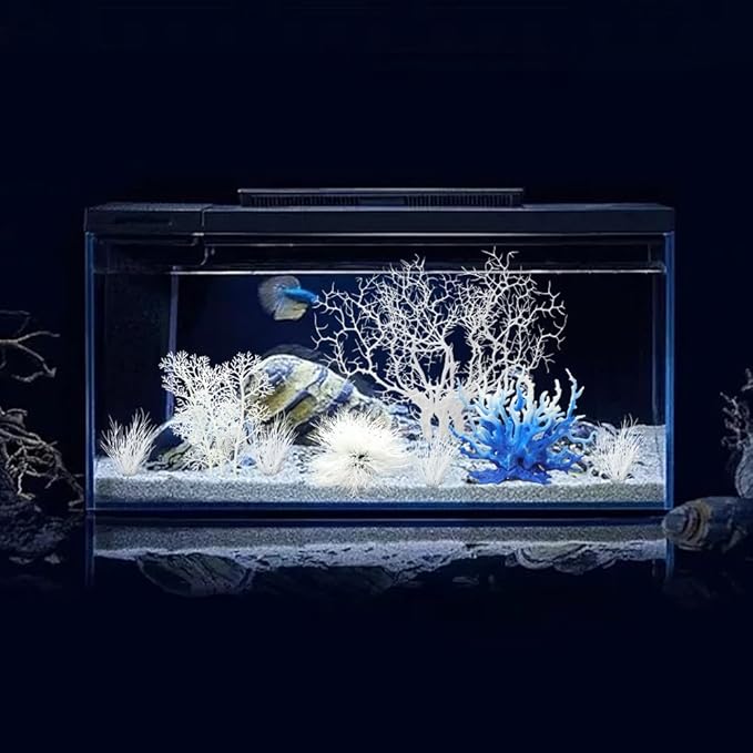 BEGONDIS 8 Pack Artificial Coral Ornament, Aquarium Plasitc Water Plants for Fish Tank Decorations
