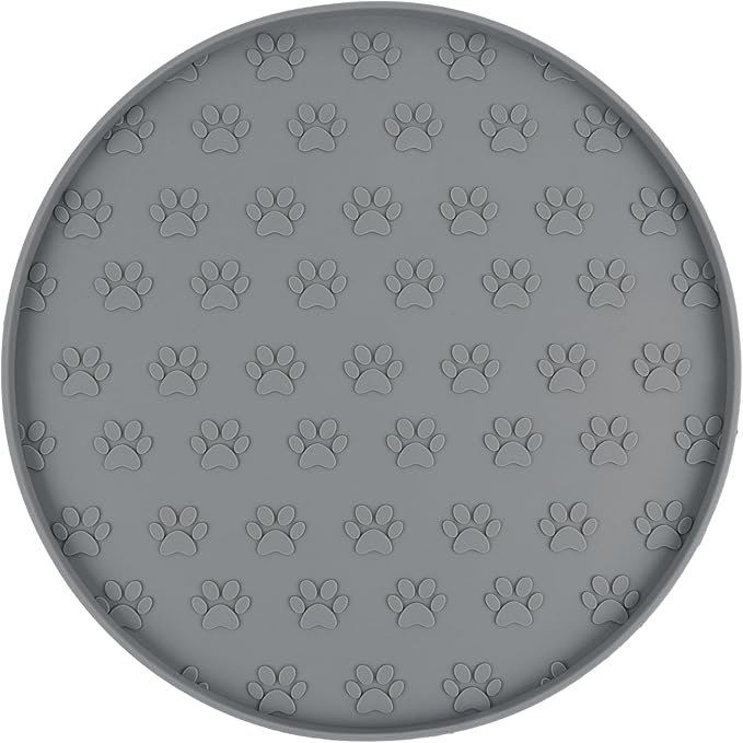 SUNLAND Silicone Dog Food Mat, Pet Feeding Mat for Food and Water, Waterproof Non-Slip Cat Feeding Bowl Mat with Raised Edge, Prevents Residue from Spilling onto The Floor Grey