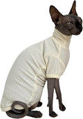 Sphynx Cats Shirt Cat Turtleneck Cotton Sweater Pullover Kitten T-Shirts with Sleeves Cat Pajamas Jumpsuit for Sphynx Cornish Rex, Devon Rex, Peterbald (White, Small)