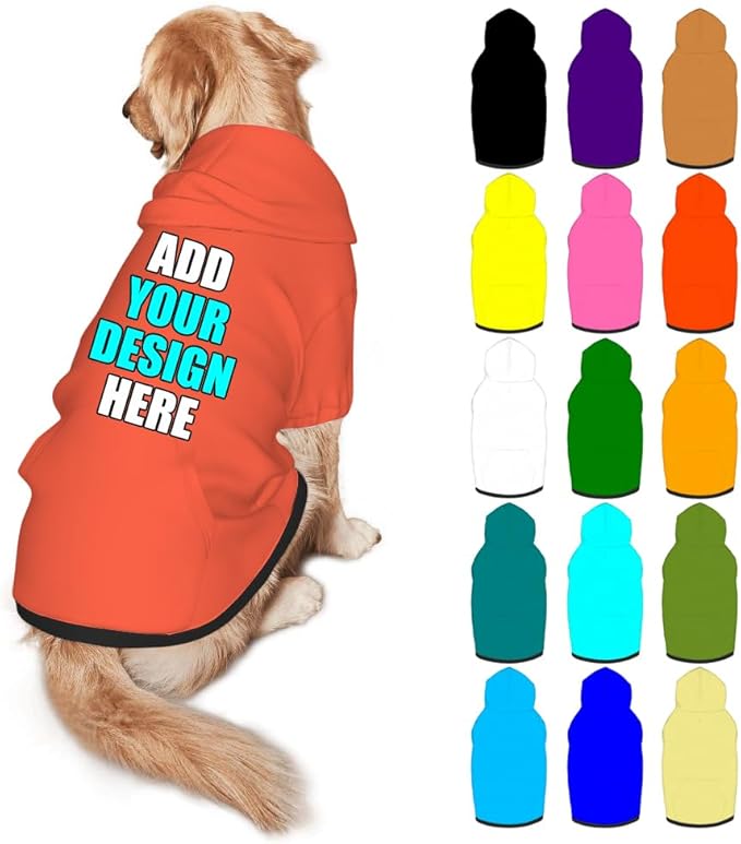 Personalized Dog Hoodie Customized with Name Photo Pet Warm Sweater Hoodie for Medium Large Dogs & Cat Puppy, Tomato, M