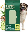 Earth Rated XL Pet Wipes for Dogs & Cats, Unscented Hypoallergenic, 60 Ct