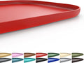 Silicone Pet Feeding Mat with Raised Edge for Food and Water, Dog Bowl Mats, Cat Bowls Placemat with High Lip for Floor Waterproof, Rubber Tray for Cats and Dogs 22 x 14 x0.8 Red