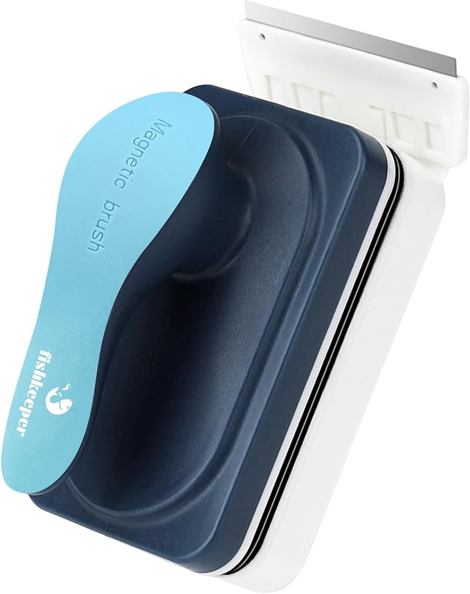 fishkeeper Aquarium Magnetic Glass Cleaner, Fish Tank Algae Magnet Cleaning Tool with Algae Scraper for Glass Aquariums Tank, Floating Scrubber Brush, 2 Detachable Scrapers, Large