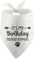 It's My Birthday Mother Puppers White Dog Bandana Birthday Gifts for Dogs Photo Prop Party Supplies Puppy Dog Pet Bandanas Pet Scarf Accessories for Dog Mom