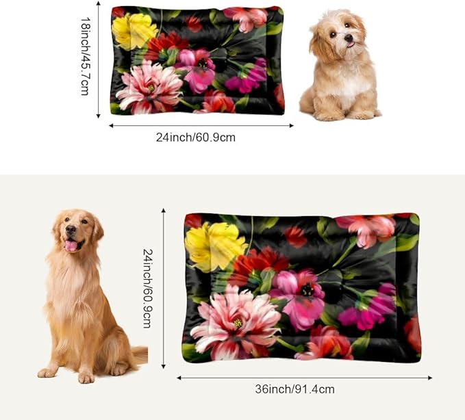 Pink Flowers Pet Sleeping Pad Cat Cushion Pad Pet Beds for Cats Ink Painting Soft Bed Non- Slip Bottom Winter Supplies Multi- Scenario, Multi- Model Crate Dog Bed Gift Printed Dog