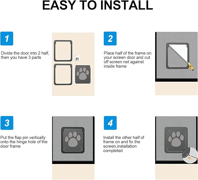 Ownpets Pet Screen Door,Inside Door 8x10x0.4 inch,Lockable Magnetic Flap Screen Automatic Lockable Black Door for Puppy Dog and Cat Door