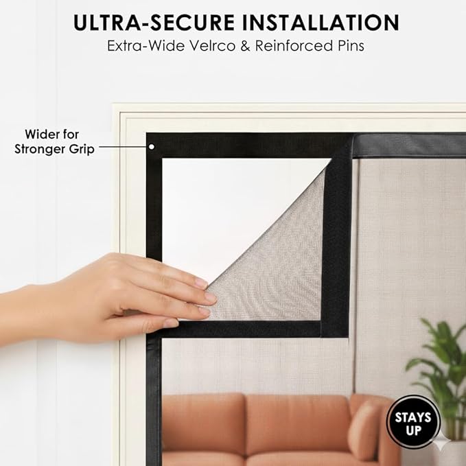 Premium Magnetic Screen Door, Heavy-Duty Reinforced Mesh, Ultra-Dense Weave, Smooth Auto-Close, Pets & Kids – Hands-Free, No-Gap Seal