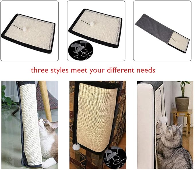 HAOZAIKEJI Cat Scratcher Mat, 2PCS Natural Sisal Cat Scratching Pad, Heavy Duty Couch Guard, Protecting Furniture, Easy Installation, Indoor, All Breed Sizes, Durable, Eco Friendly, Non Toxic