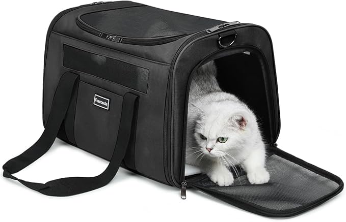 Airline Approved Dog Carrier.Cat Travel Carrier Dog Carrier Bag, Soft Sided Pet Bag up to 20 Lbs,Pet Carrier Soft-Sided Escape Proof with 4 Ventilated Windows (Black)