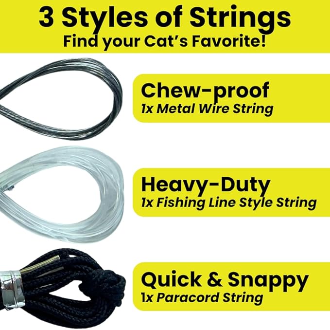Forever Stick Cat Toys Pack Bundle - The Unbreakable Cat Wand Toy with Extra Cat Wand Strings, Rainbow Ribbons and 6 Feather Toys, Refill Toys Bundle Pack, Replacement Lures Attachment Toys