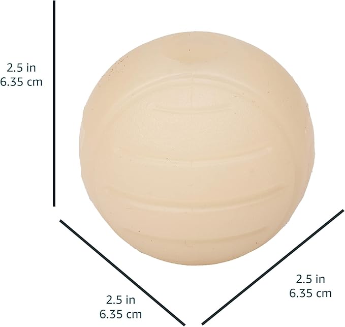 Amazon Basics Interactive Bouncy Durable Rubber Dog Toy Balls, Glow, 2.5 inch, Beige, Pack of 3