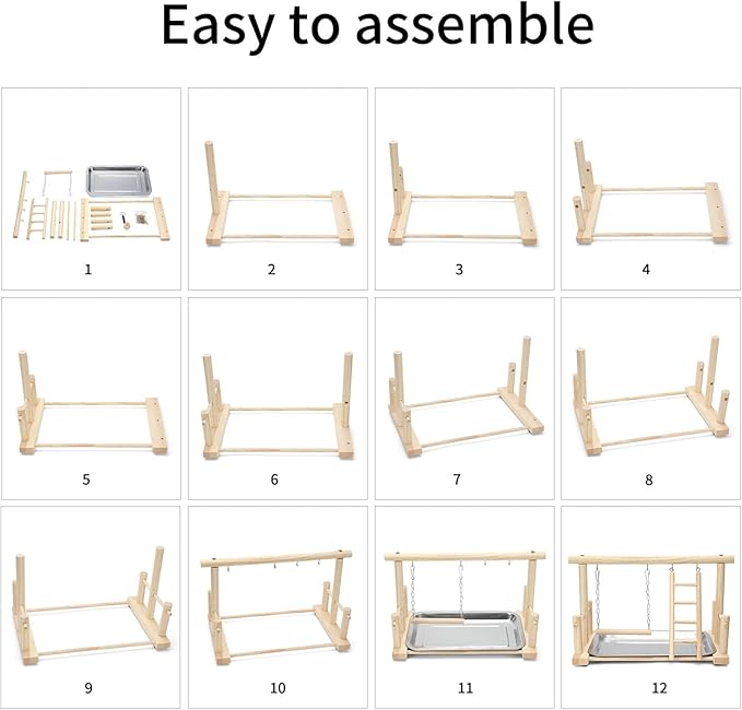 Natural Wood Bird Playground Parrot Perch Playstand Play Gym Stand Playpen Perches Ladder Swing Platform with Toys Exercise Playgym for Luonfels,Budgie,Cockatiels,Conures,Parakeets,Lovebird