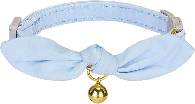 Bunny Ear Cat Collar with Bell and Bow Tie, Breakaway Cute Bowtie Kitten Collars(Blue)