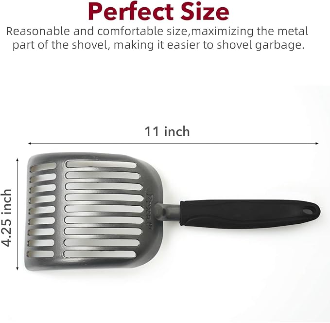 Cat Litter Scoop, Kitty Metal Scooper, Aluminum Alloy Sifter, Kitten Pooper Lifter, Deep Shovel, Long Handle, Poop Sifting, Durable, Heavy Duty, for Litter Box