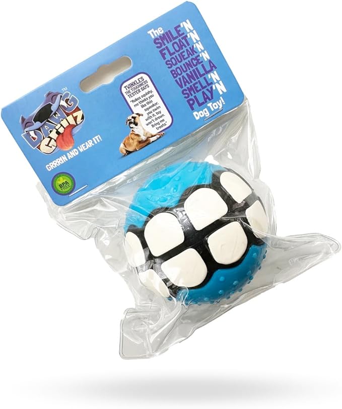 Dog Balls Toys Squeaky Fetch - Rubber Funny Ball Gifts for Large Medium Dogs (Blue White)