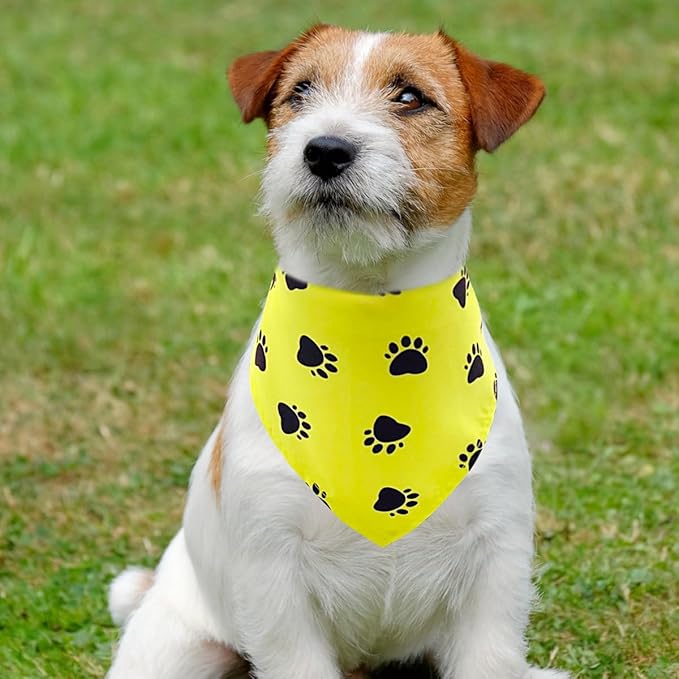 PET SHOW 50Pcs Paw Pattern Dog Bandanas Bulk Washable Puppy Girl Boy Triangle Bibs Accessories for Small Medium Dogs Cats Pets