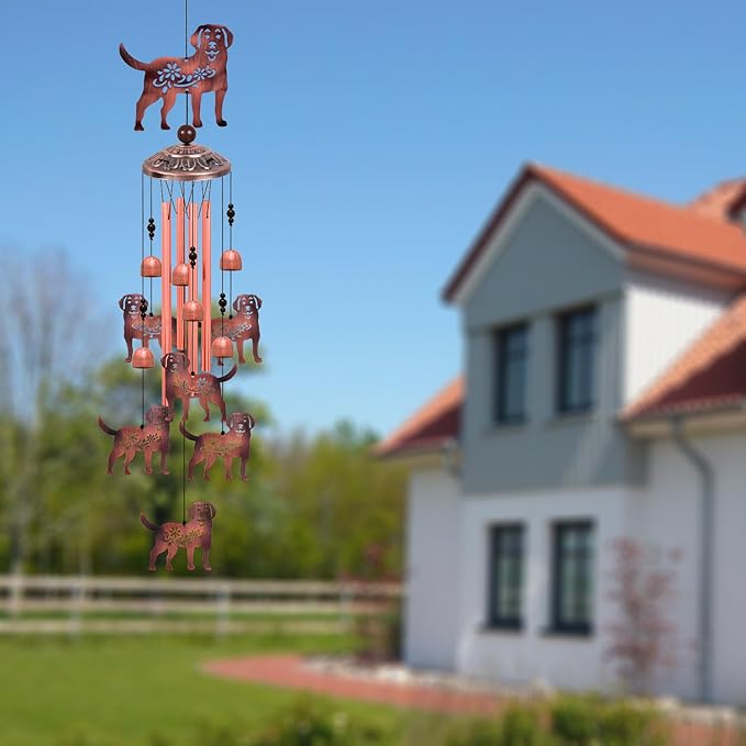 Outdoor Dog Wind Chimes, Gifts for Mom & Grandma & Woman & Family & Neighbor, Dogs Decoration for Home,Garden,Balconies,Room,Patio,Indoor, Mobile Wind Catcher, Memorial Windchime, Blessing Wind Bells