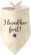 Engagement Gifts I Loved her First! Dog Bandana Pet Scarf Wedding Photo Prop Pet Accessories for Dog Lovers Owner Gift Engagement Party Bridal Shower Decorations
