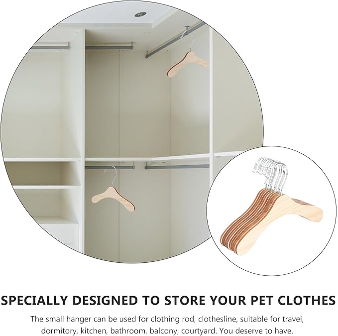 10pcs 8.66-inch Wear-Resistant Wooden Pet Hangers for Dogs and Cats, Household Dog Clothes Hangers, Sturdy Cat Accessories for Daily Clothing Organization
