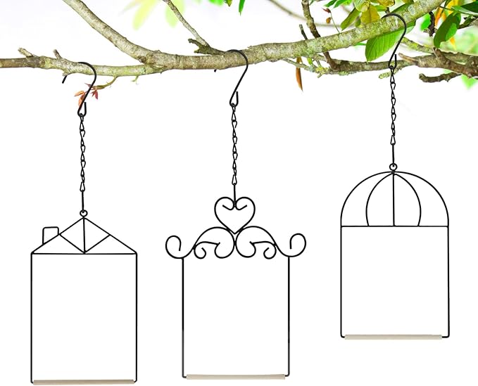 MIXXIDEA 3PK Hummingbird Perch, Hummingbird Swing with Metal Frame, Bird Swing with Wooden Dowel and Hanging Chain,Suitable for Hanging Indoor,Outdoor, Lawn,Patio,Garden