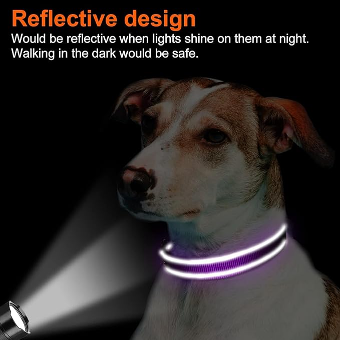 Joytale Reflective Dog Collar,Soft Neoprene Padded Breathable Nylon Pet Collar Adjustable for Small Dogs,Purple,S