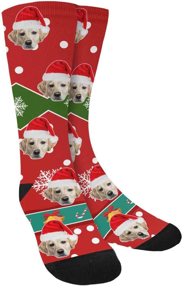 Custom Face Socks, Personalized Dog Lover Pet Photo Picture on Socks Unisex Athletic Crew Socks for Men Women