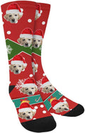 Custom Face Socks, Personalized Dog Lover Pet Photo Picture on Socks Unisex Athletic Crew Socks for Men Women