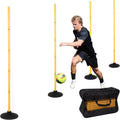 6 FT Agility Poles for Soccer, Basketball, Football, Equestrian, Pet Training, 4/6/8/10 Pack Detachable Soccer Poles w/Rubber Bases, Pole Bending Poles for Horses, Indoor/Outdoor Use