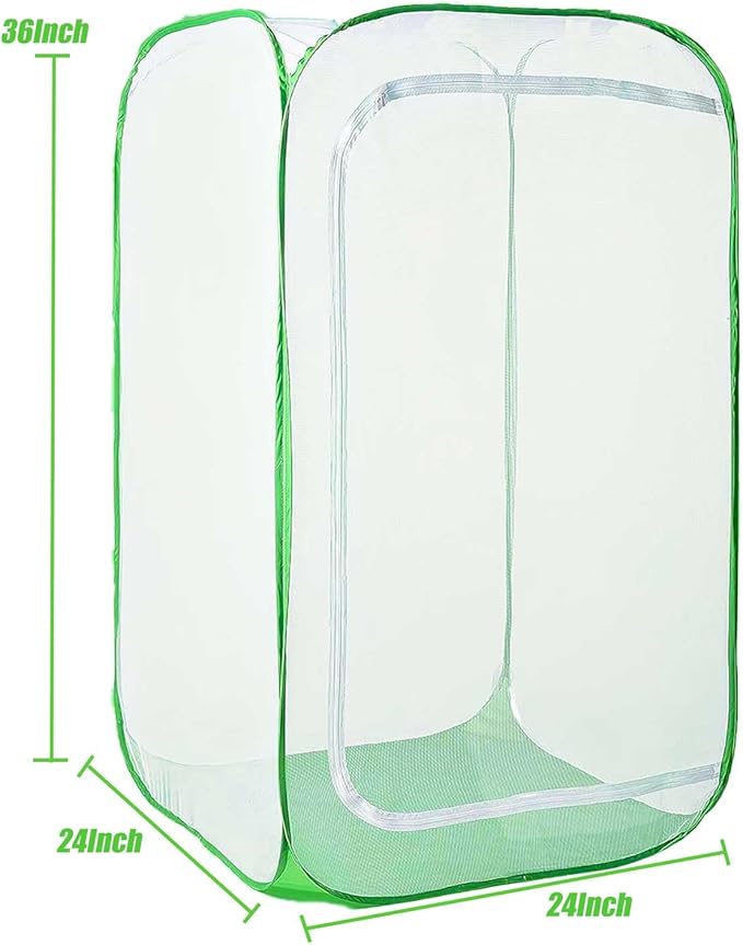 36" Garden Mesh Plant Enclosure Cover, Pop-up Garden Mesh Plant Cover for Pests, Bird and Pest Protection Guard for Fruit, Vegetables, Flowers and Herbs(1Pcs 24x24x36in Having Bottom)
