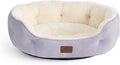 Bedsure Dog Beds for Small Dogs - Round Cat Beds for Indoor Cats, Washable Pet Bed for Puppy and Kitten with Slip-Resistant Bottom, 20 Inches, Misty Lilac