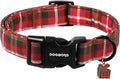 DOGWONG Christmas Plaid Dog Collar, Cute Adjustable Red Collar for Boy and Girl Dogs, Dog Collar with Strong Plastic Buckle for Small Medium Large Dogs,M
