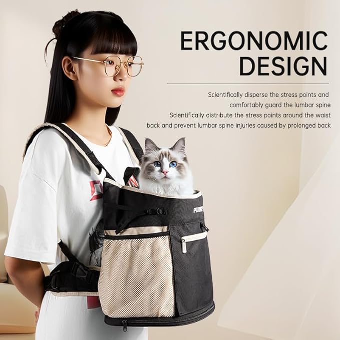 Pet Dog Carrier Backpack, cat Carrier Pouch, Small Dog Front Backpack, Breathable Mesh Dog Travel Backpack with Safety Belt, Suitable for Travel, Hiking, Cycling, and Outdoor Adventures