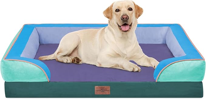 Comfort Expression Orthopedic Dog Bed for Extra Large Dogs 42x30 Inch, Waterproof Egg Crate Foam XL Pet Bed with Removable Bolsters, Dog Couch with Washable Cover & Non-Slip Bottom, Violet Tide