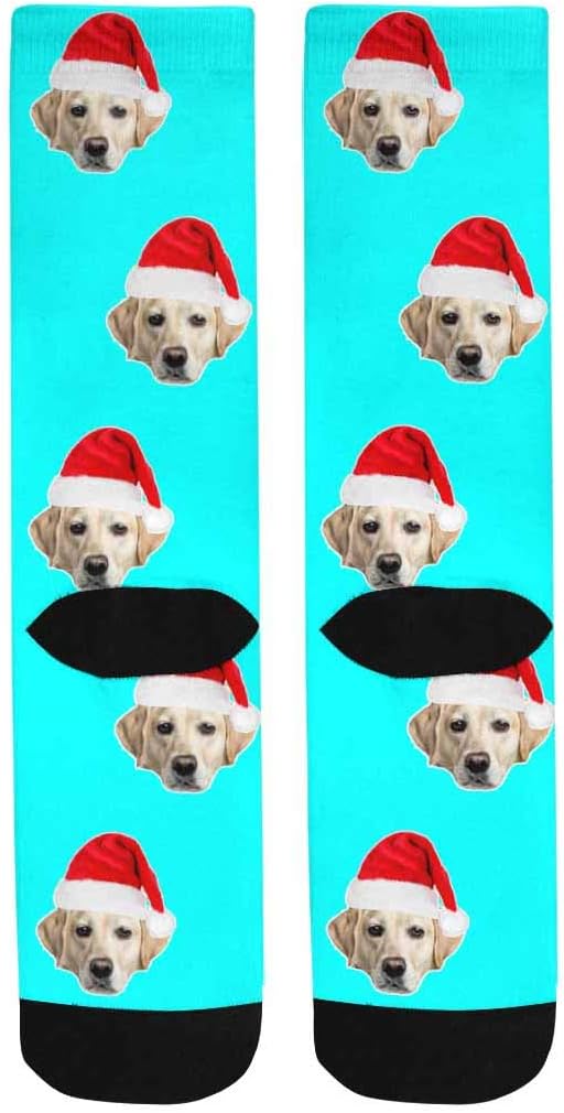 Custom Face Socks, Personalized Dog Lover Pet Photo Picture on Socks Unisex Athletic Crew Socks for Men Women