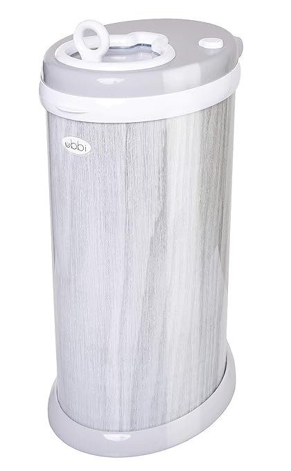 Ubbi Steel Diaper Pail, Odor Locking, No Special Bag Required, Award-Winning, Registry Must-Have, Woodgrain