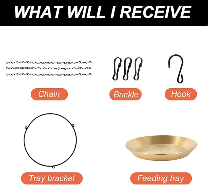 Hanging Bird Bath Bird Feeder Bowl with 16.3 inch Iron Hanging Chain Detachable Outdoor Decor for Garden Backyard Patio and Deck - Perfect for Attracting Birds