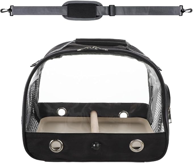 Bird Travel Carrier Portable Parrot Carry Transport Bag with Stand Perch and Tray Breathable Travel Cage for Cockatiel Parakeet Small Bird