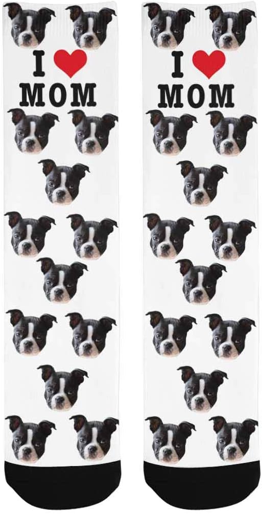 Custom Face Socks, Personalized Dog Lover Pet Photo Picture on Socks Unisex Athletic Crew Socks for Men Women