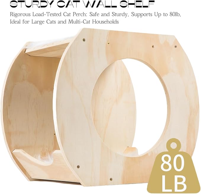 Cat Shelves - 3 Steps, Wall Climbing Shelf with Plush Covered Bed, Large Cats Set